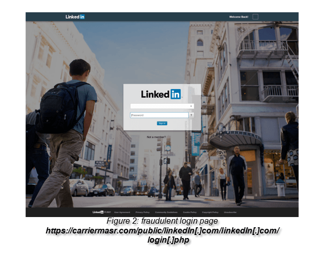 Login Page Fraudulenta de Linkedin